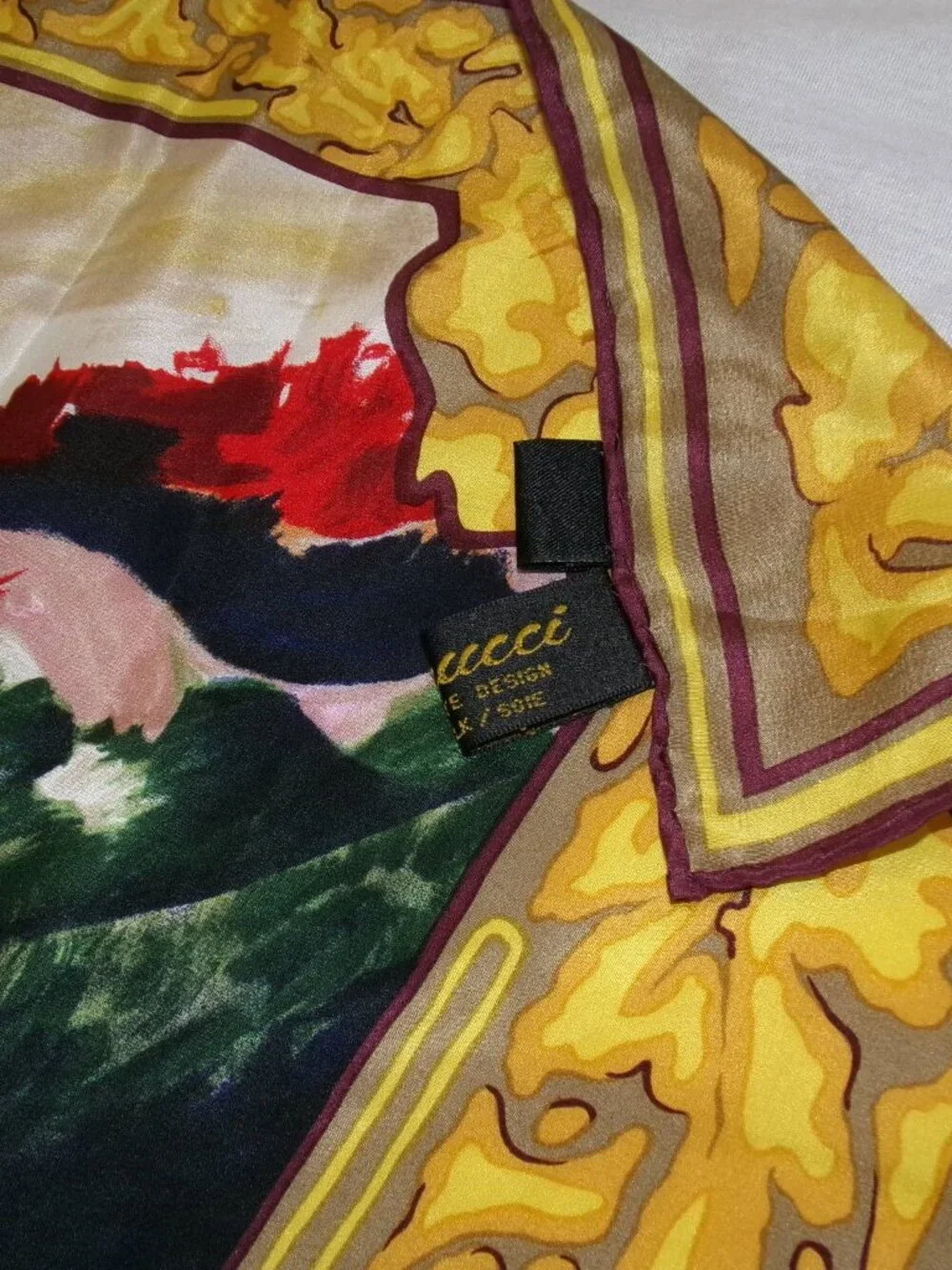 Varucci P Cezanne Chrysanthemums Floral 100% Silk Square Scarf 34